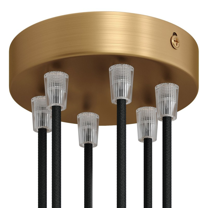 creative cables Válcový kovový stropní baldachýn - 6 otvorů Barva komponentu: Matný bronz, Kabelová průchodka: Kuželová