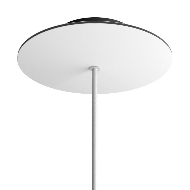 creative cables Kruhový stropní baldachýn ROSE ONE, 200 mm, 1 otvor a 4 boční otvory Barva komponentu: Matná bílá, Barva montury: Černá