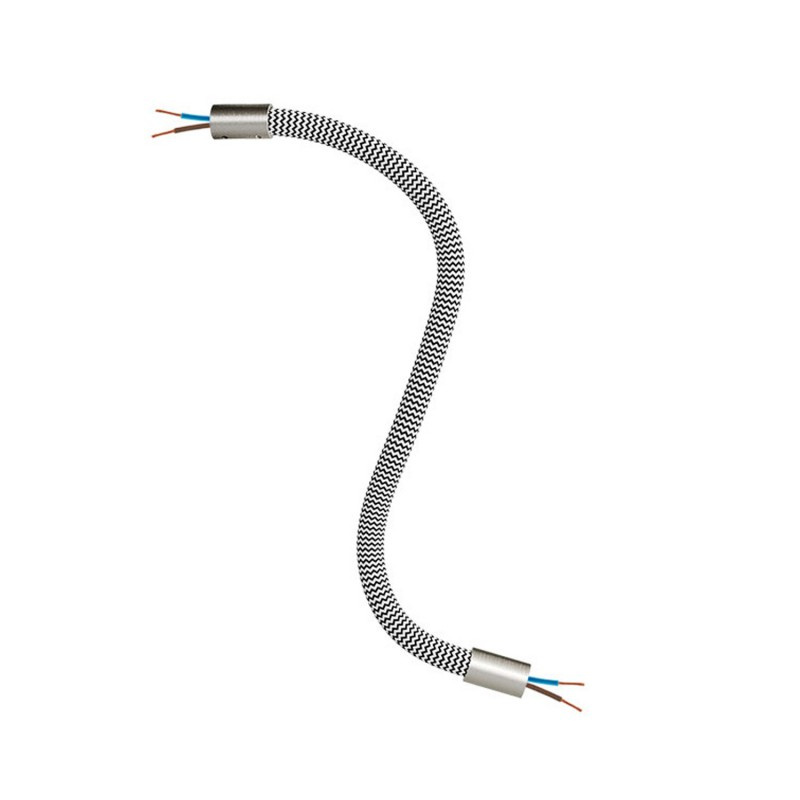 creative cables Creative flex - ohebná trubice potažena cik-cak černo bílou textilií RZ04 Délka: 30 cm, Barva komponentu: Matný chrom