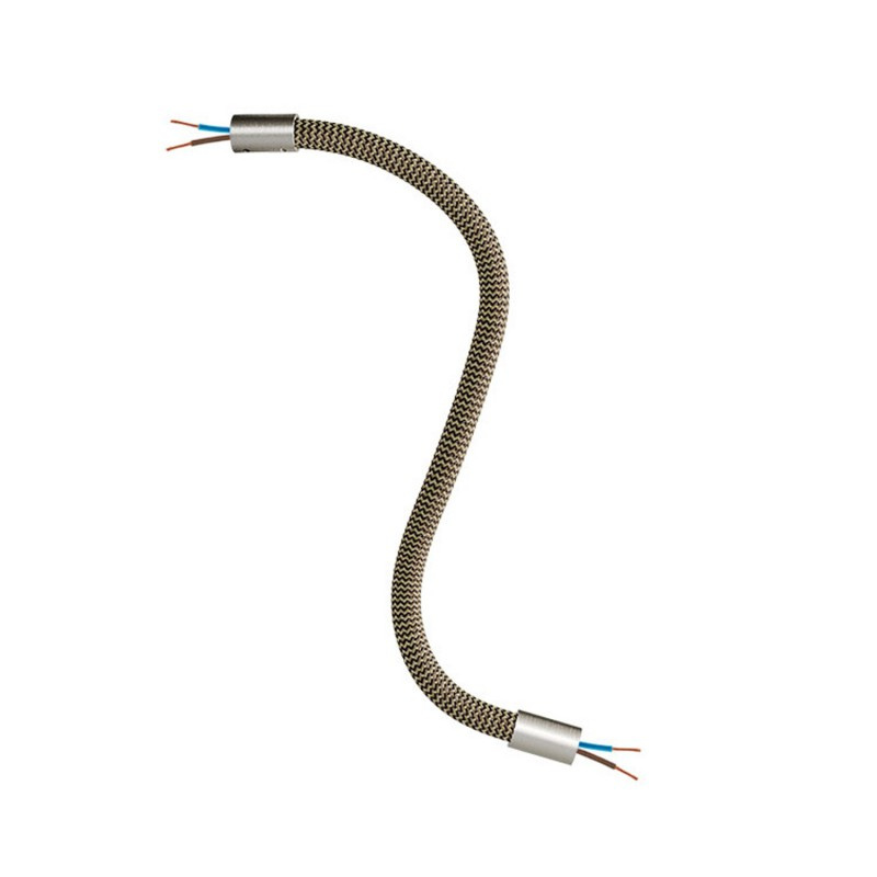 creative cables Creative flex - ohebná trubice potažena cik-cak černo zlatou textilií RZ24 Délka: 30 cm, Barva komponentu: Matný chrom