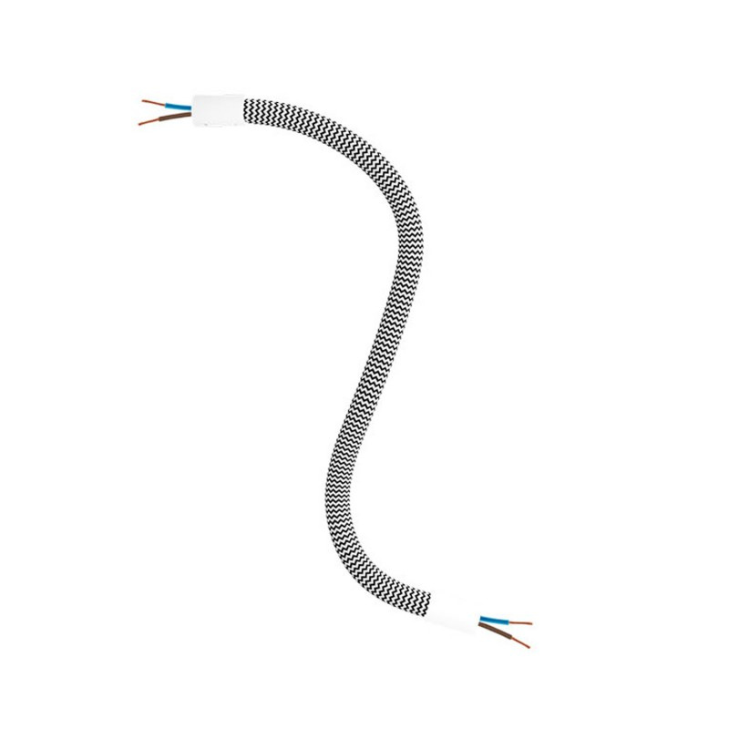 creative cables Creative flex - ohebná trubice potažena cik-cak černo bílou textilií RZ04 Délka: 30 cm, Barva komponentu: Matná bílá