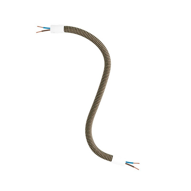 creative cables Creative flex - ohebná trubice potažena cik-cak černo zlatou textilií RZ24 Délka: 30 cm, Barva komponentu: Matná bílá