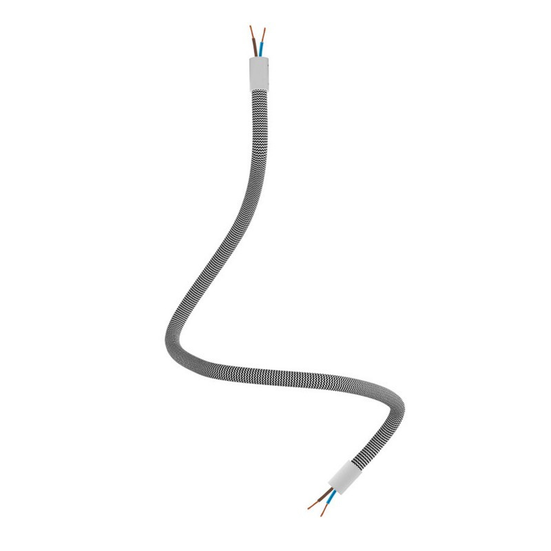 creative cables Creative flex - ohebná trubice potažena cik-cak černo bílou textilií RZ04 Délka: 60 cm, Barva komponentu: Matná bílá