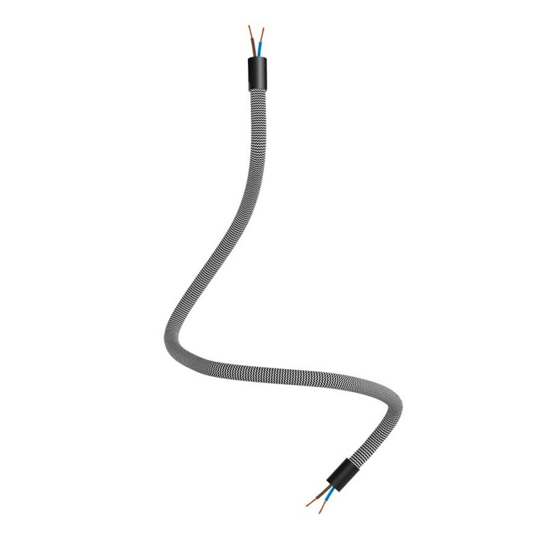 creative cables Creative flex - ohebná trubice potažena cik-cak černo bílou textilií RZ04 Délka: 60 cm, Barva komponentu: Černá