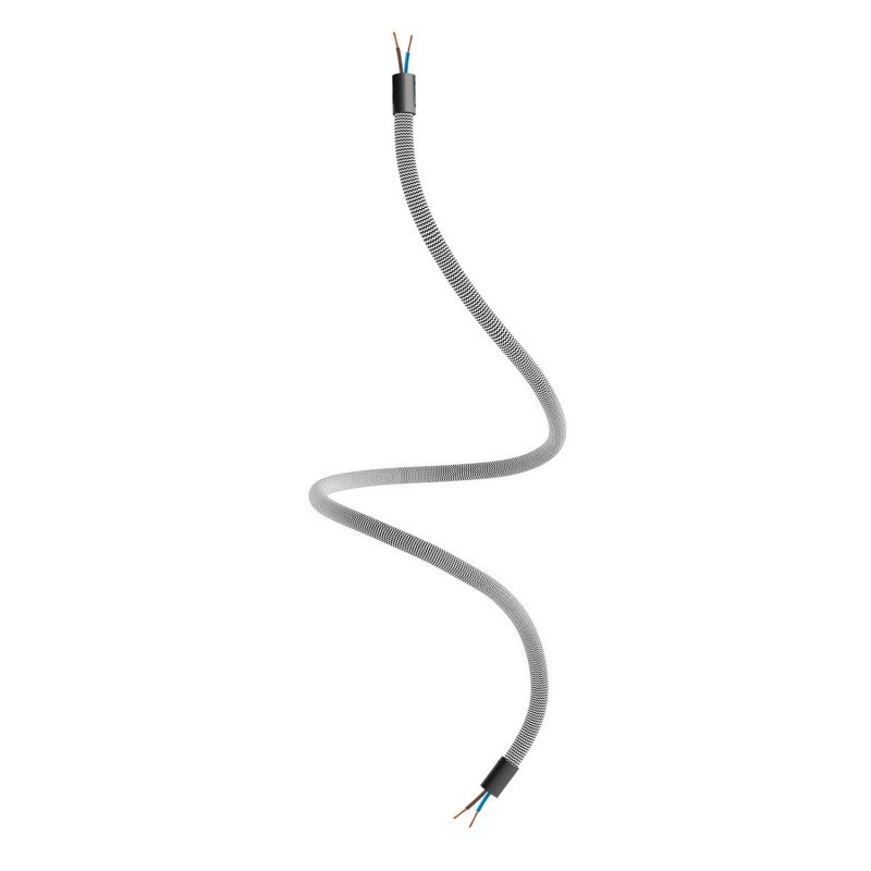 creative cables Creative flex - ohebná trubice potažena cik-cak černo bílou textilií RZ04 Délka: 90 cm, Barva komponentu: Černá