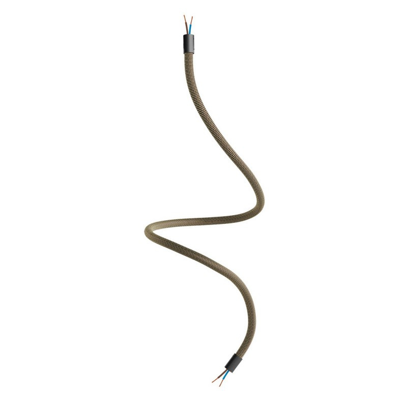creative cables Creative flex - ohebná trubice potažena cik-cak černo zlatou textilií RZ24 Délka: 90 cm, Barva komponentu: Černá