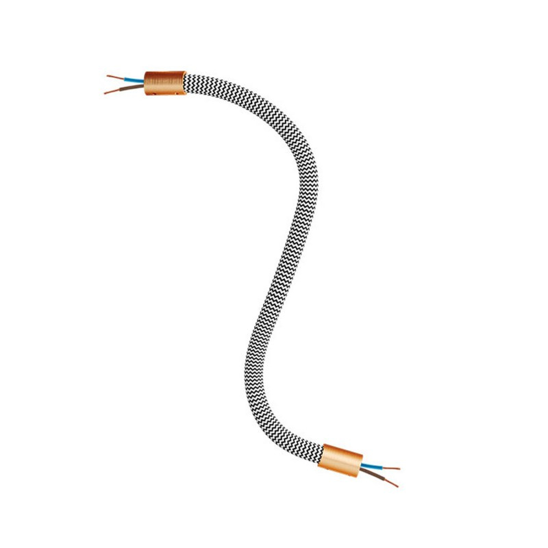 creative cables Creative flex - ohebná trubice potažena cik-cak černo bílou textilií RZ04 Délka: 30 cm, Barva komponentu: Matná měď