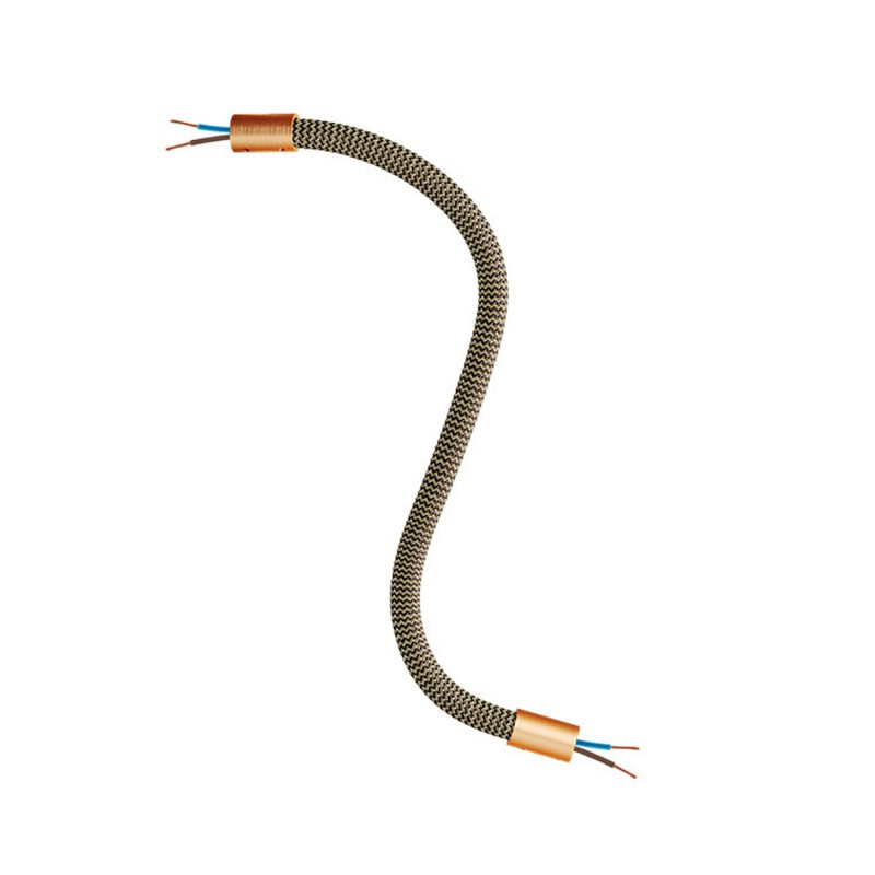 creative cables Creative flex - ohebná trubice potažena cik-cak černo zlatou textilií RZ24 Délka: 30 cm, Barva komponentu: Matná měď