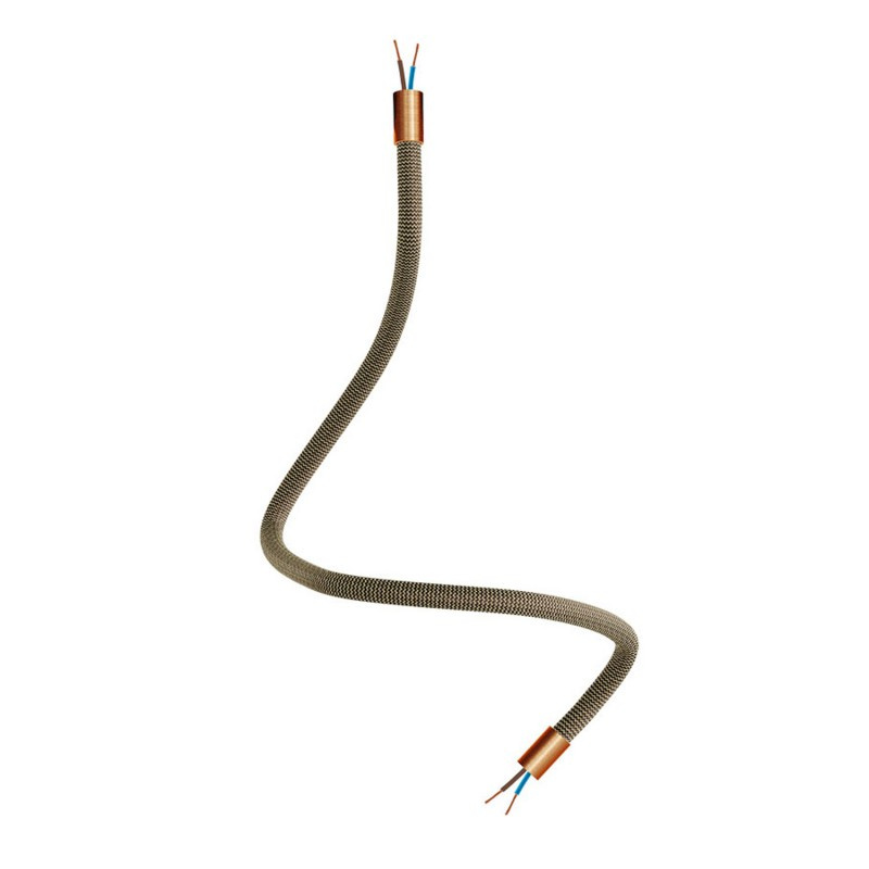 creative cables Creative flex - ohebná trubice potažena cik-cak černo zlatou textilií RZ24 Délka: 60 cm, Barva komponentu: Matná měď