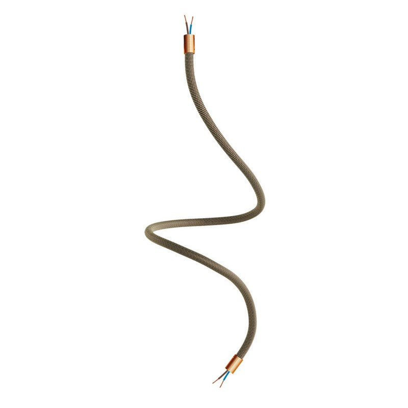 creative cables Creative flex - ohebná trubice potažena cik-cak černo zlatou textilií RZ24 Délka: 90 cm, Barva komponentu: Matná měď
