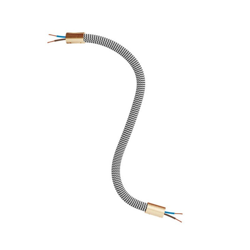 creative cables Creative flex - ohebná trubice potažena cik-cak černo bílou textilií RZ04 Délka: 30 cm, Barva komponentu: Matná bronz