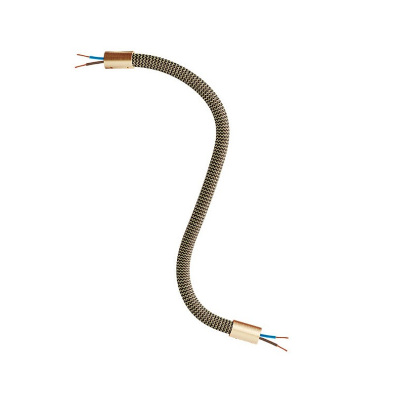 creative cables Creative flex - ohebná trubice potažena cik-cak černo zlatou textilií RZ24 Délka: 30 cm, Barva komponentu: Matná bronz