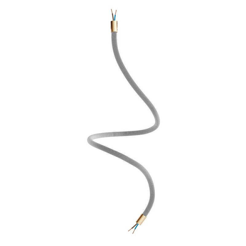 creative cables Creative flex - ohebná trubice potažena cik-cak černo bílou textilií RZ04 Délka: 90 cm, Barva komponentu: Matná bronz