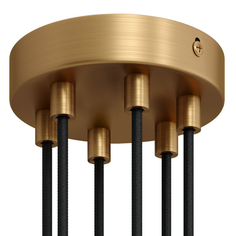 creative cables Válcový kovový stropní baldachýn - 6 otvorů Barva komponentu: Matný bronz, Kabelová průchodka: Válcová