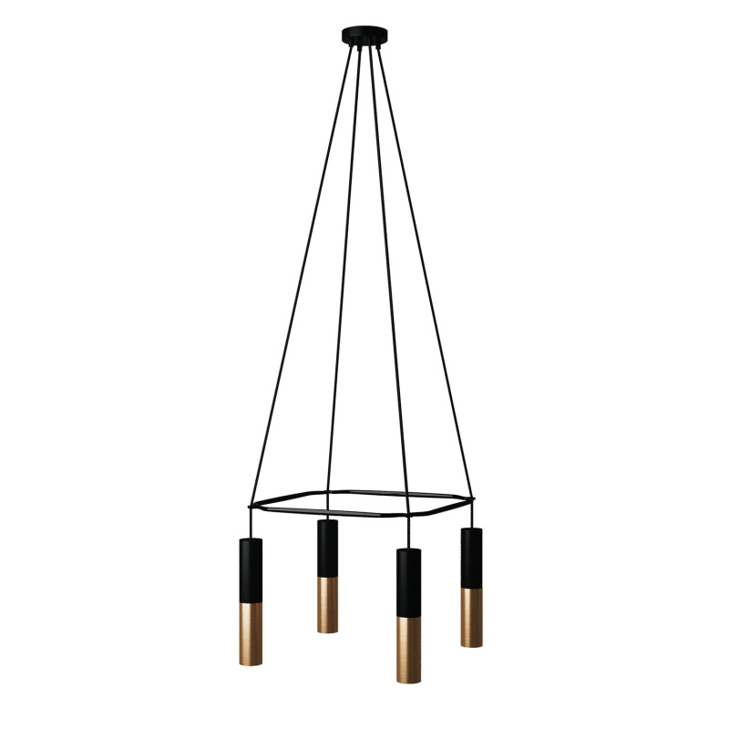 creative cables Lustr cage Tub-E14 s dvojitým stínidlem a se 4 žárovkami Barva: Černá-matný bronz