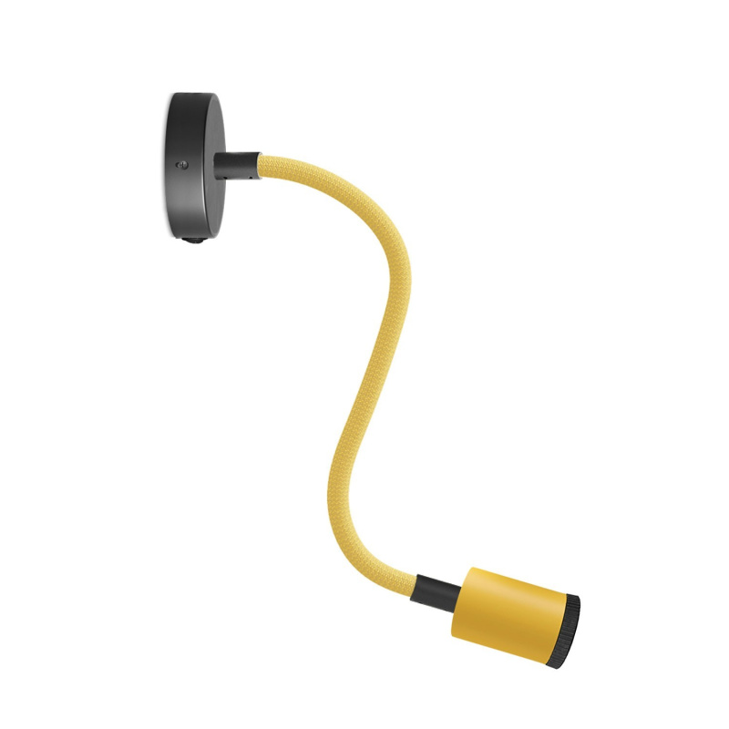 creative cables Fermaluce Flex 30 pastel bodové svítidlo s mini baldachýnem s vypínačem a mini reflektorem GU1d0 Barva: Černo-hořčicově žlutá