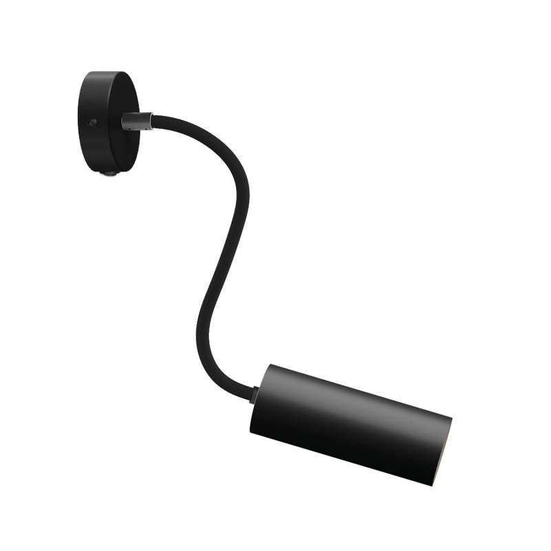 creative cables Fermaluce Flex 30 bodové svítidlo se stínidlem tub-E14, mini baldachýn s vypínačem Barva: Černá