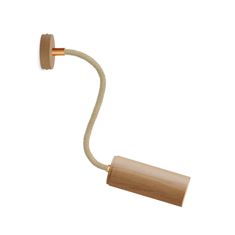creative cables Fermaluce Flex 30 bodové svítidlo se stínidlem tub-E14, dřevěný mini baldachýn Barva: dřevo