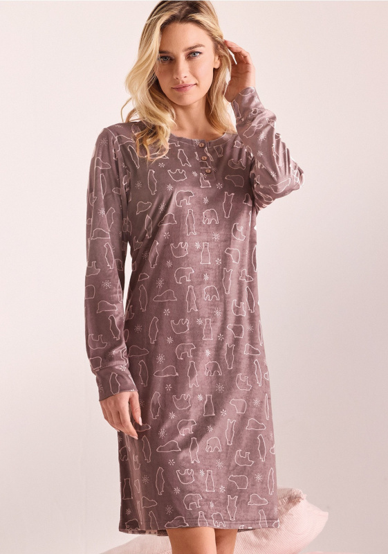 Dámská noční košile Infiore 632869 Purple Animal S
