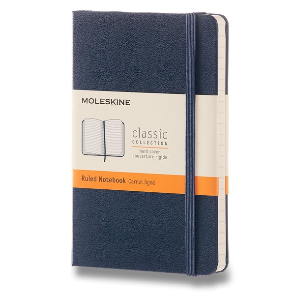 Zápisník Moleskine tvrdý linkovaný modrý S