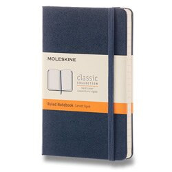 Zápisník Moleskine tvrdý linkovaný modrý S
