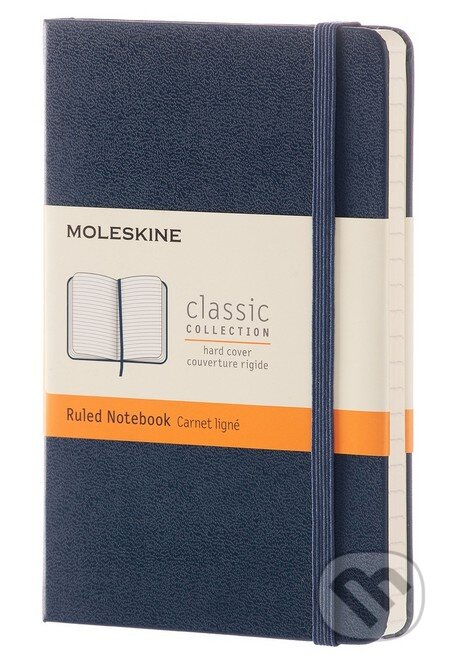 Zápisník Moleskine tvrdý linkovaný modrý S