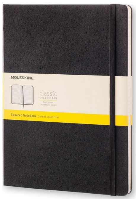 Zápisník Moleskine - tvrdé desky, XL, čtverečkovaný černý
