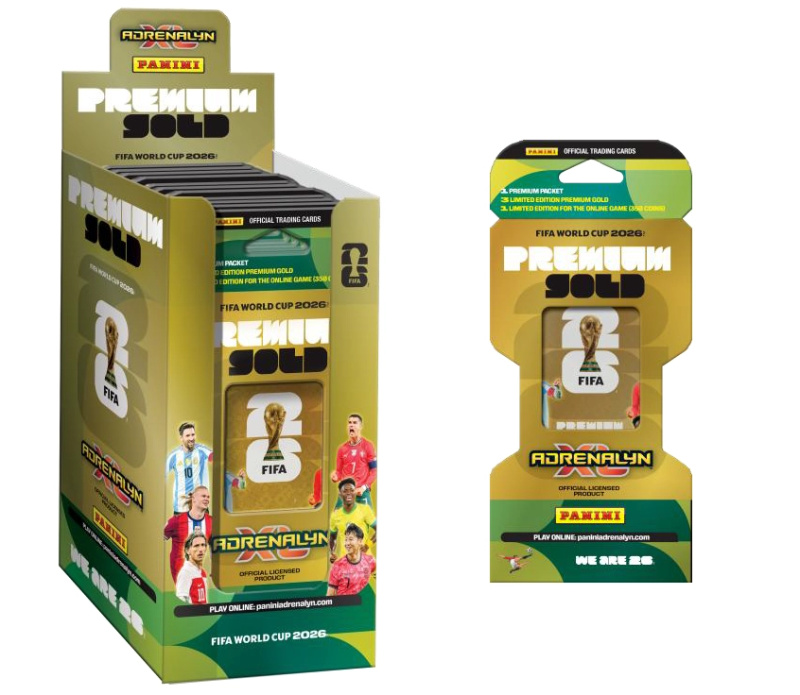FIFA World Cup 2026 Adrenalyn XL premium gold flow pack box (10 balíčků)