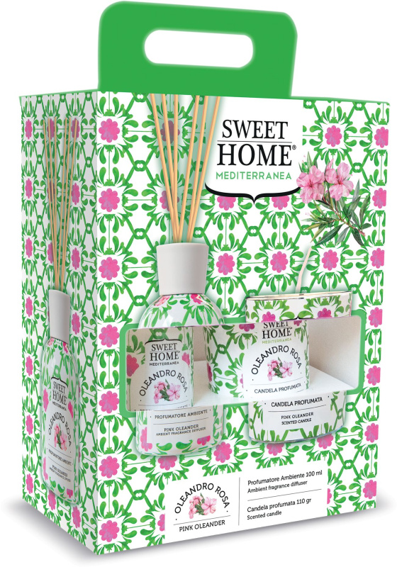 Sweet Home Collection Dárková sada aroma difuzéru se svíčkou Pink Oleander