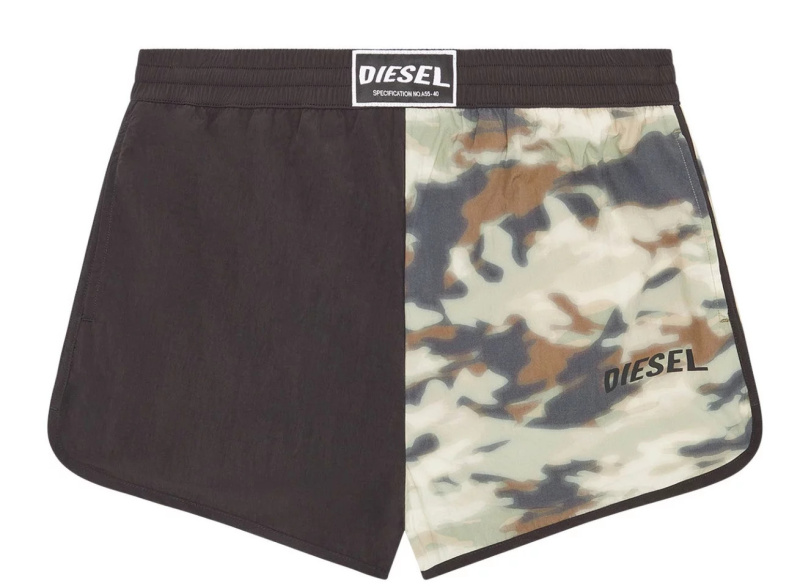 Pánské koupací kraťasy A09681 0SHAL E4944 khaki/černá - Diesel khaki-černá L