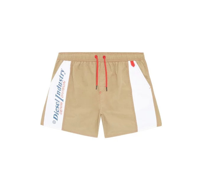 Pánská koupací kraťasy 00SXLI 0PCAI E6489 khaki/bílá  - Diesel  khaki XL