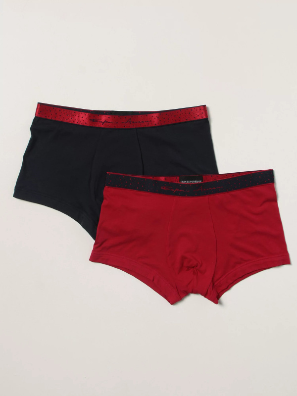 Pánské trenýrky 2 pack - 111210 1A598 - 50235 - černo/červená  Emporio Armani černá/červená L