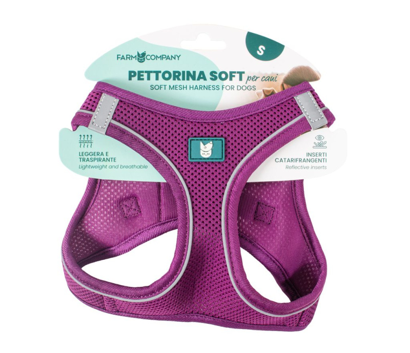 Farm company soft mesh postroj pro psy fialový S 36-44cm