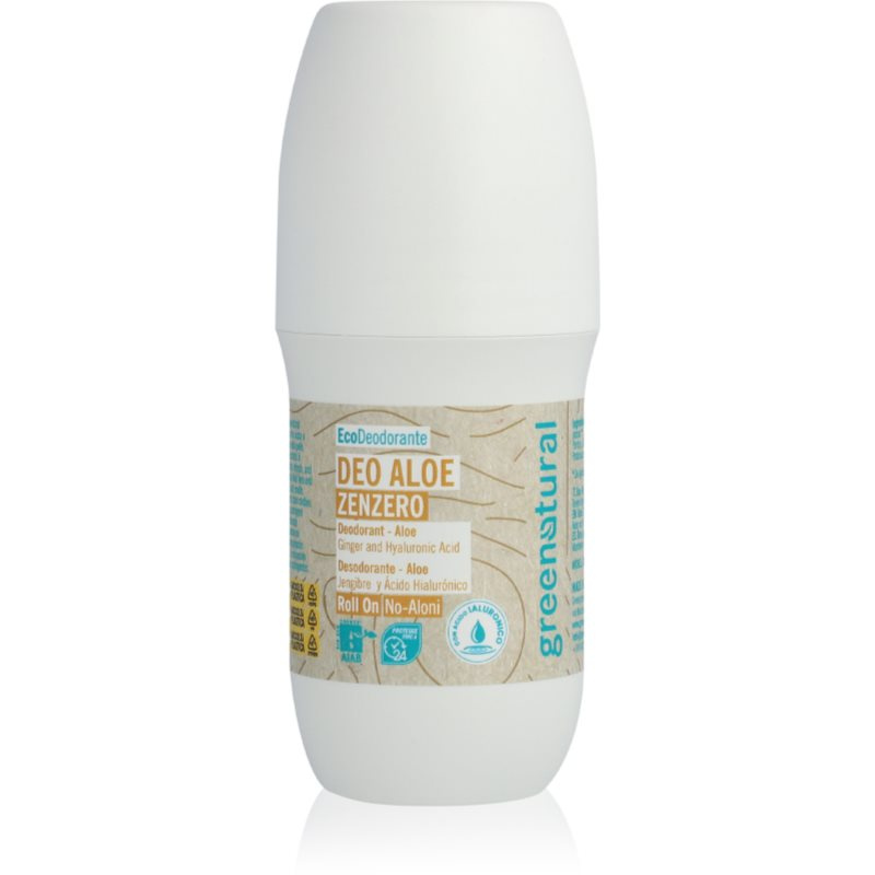 Greenatural Minerální deodorant s kyselinou hyaluronovou roll on zázvor BIO, 75 ml