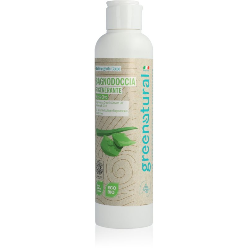 Greenatural Regenerační sprchový gel aloe vera a oliva BIO, 250 ml