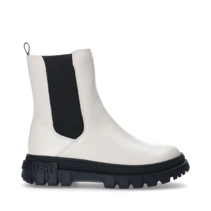 Dámské kotníkové boty T3A5-33058-1355101-101 Ecru s černou - Tommy Hilfiger  ecru-černá 40