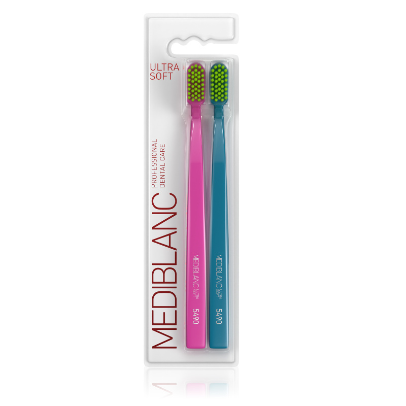 MEDIBLANC Zubní kartáček Ultra Soft 2 ks růžová + modrá