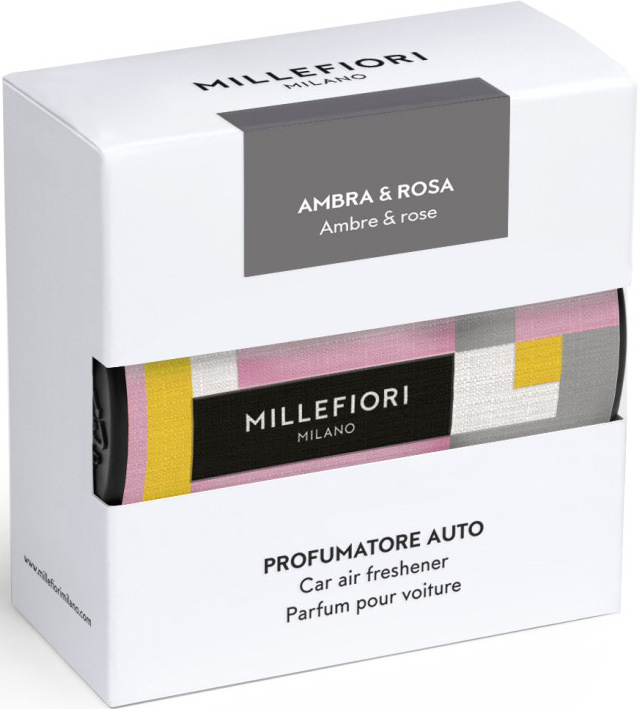Millefiori Icon Ambra & Rosa vůně do auta Textil Floral, růžová