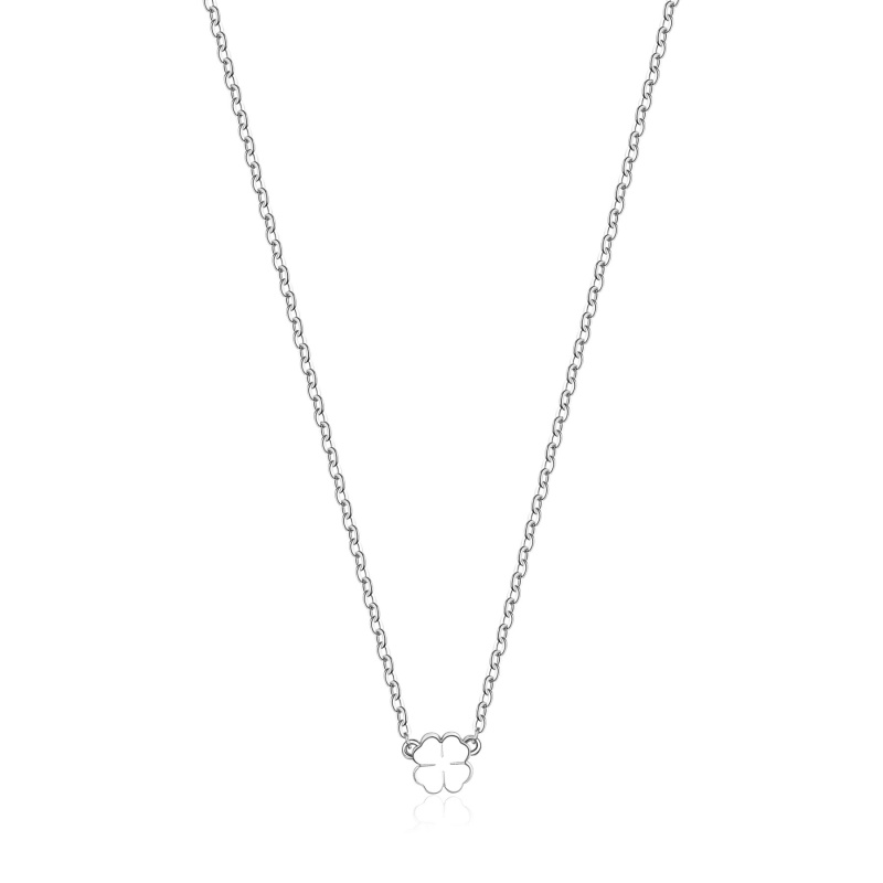 S'Agapõ Ocelový náhrdelník pro štěstí Čtyřlístek Click SCK01
