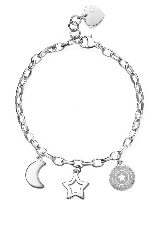 S'Agapõ Kouzelný ocelový náramek s přívěsky Happy SHAR11