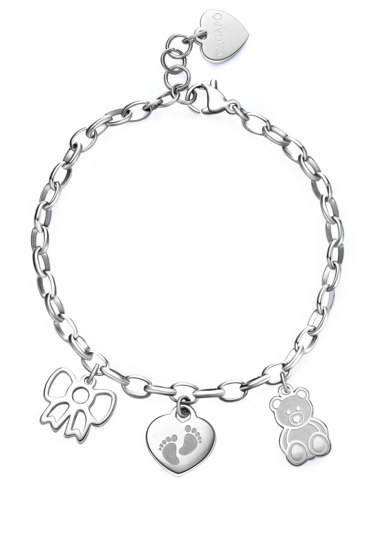 S'Agapõ Půvabný ocelový náramek Narození miminka Happy SHAR15