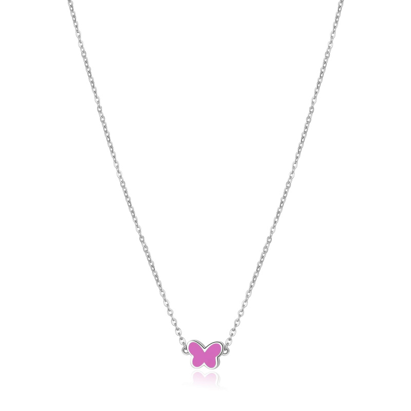 S'Agapõ Ocelový náhrdelník Motýl Click SCK208