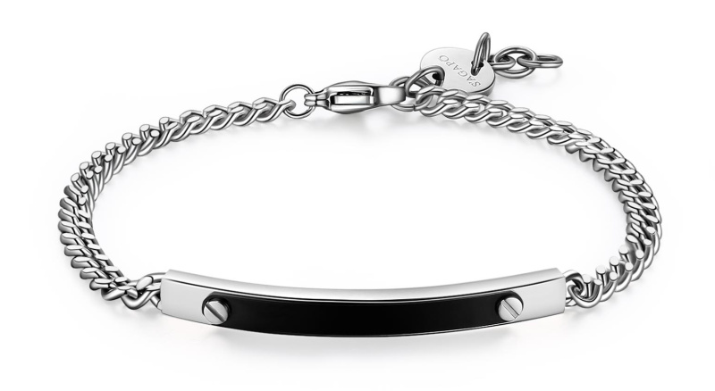 S'Agapõ Pánský ocelový náramek s černým středem Proud SPD12