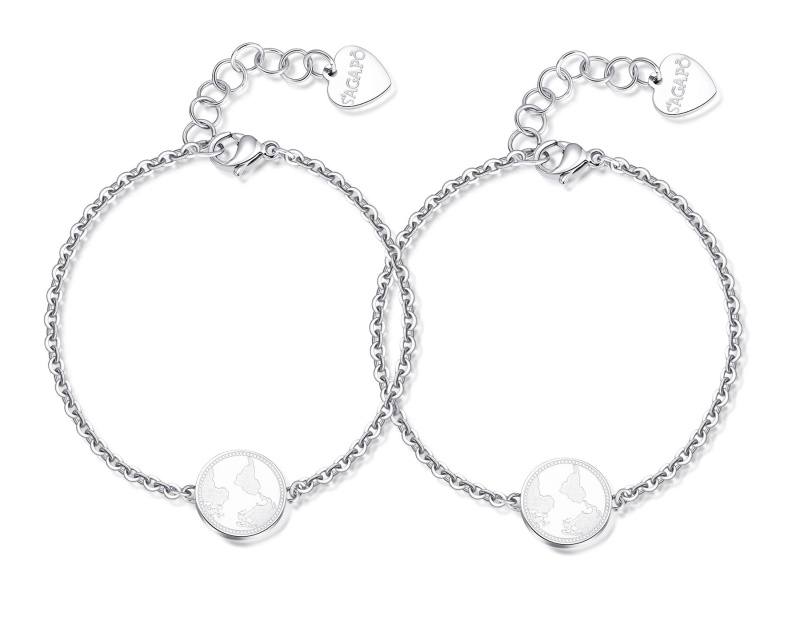 S'Agapõ Set ocelových náramků pro ženy Globus Me + You SEY12