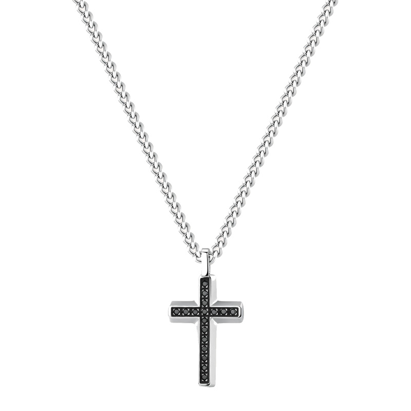Brosway Ocelový náhrdelník s křížkem Backliner BBC01