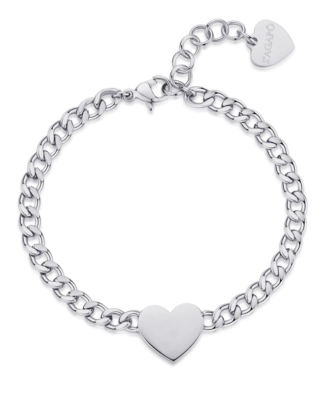S'Agapõ Romantický ocelový náramek se srdíčkem My love SYL13
