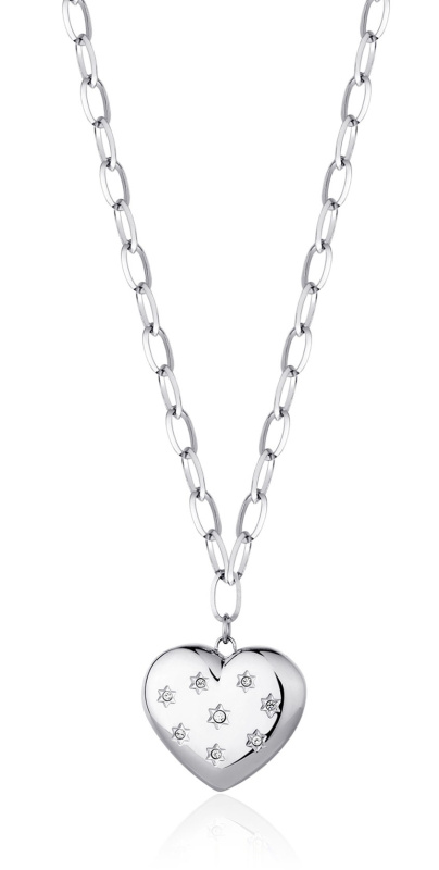 S'Agapõ Ocelový náhrdelník Srdce s krystaly Stellar SSE04