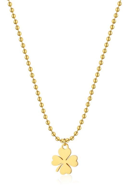 S'Agapõ Oblíbený pozlacený náhrdelník se čtyřlístkem Smile SSM006