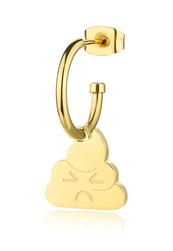 S'Agapõ Pozlacená single náušnice s přívěskem ve tvaru hovínka Smile SSM029