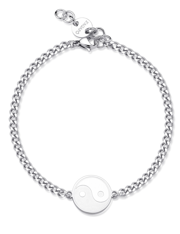 S'Agapõ Pánský ocelový náramek Yin a Yang Rebel SRB14